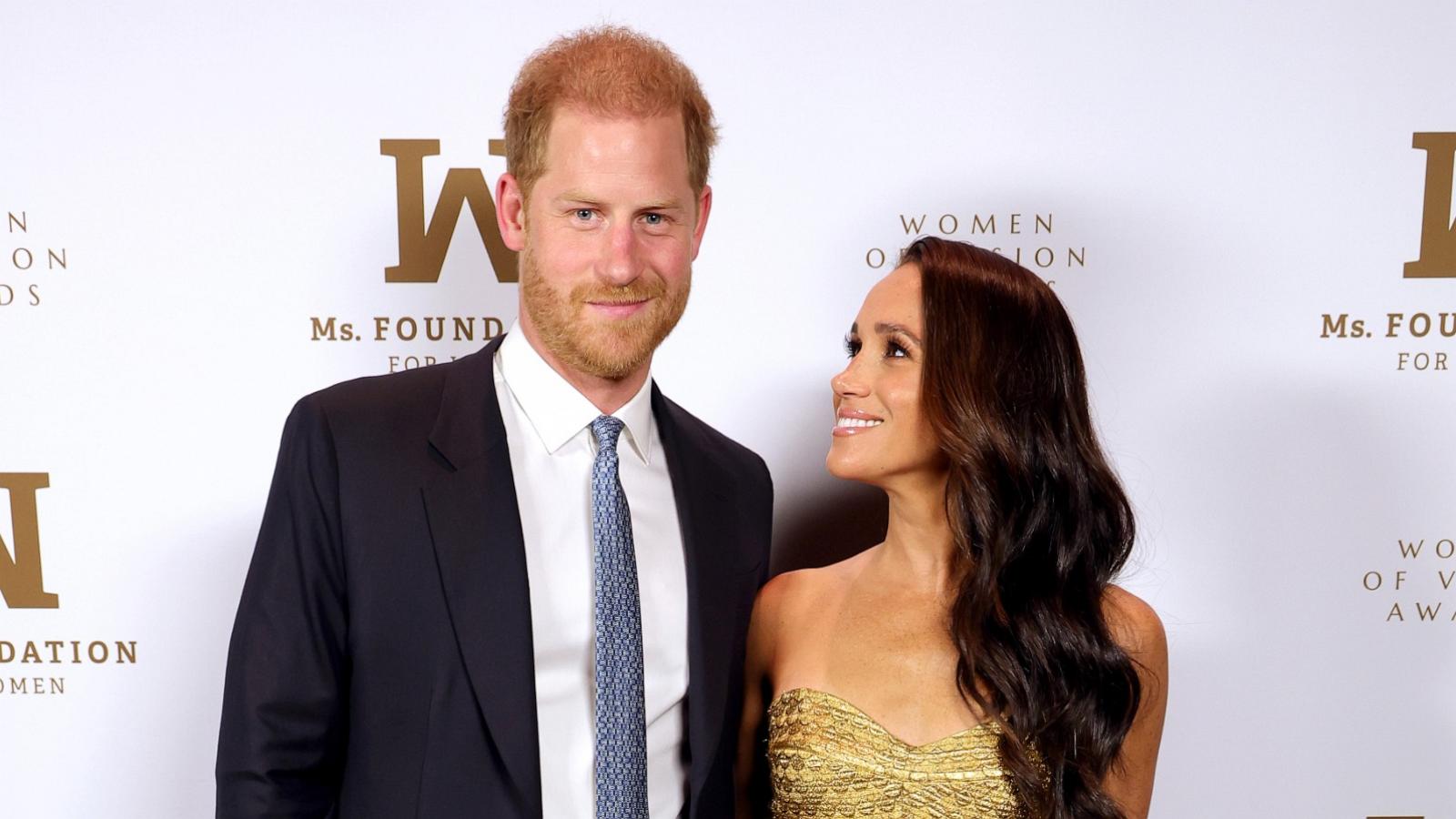 PHOTO: In this May 16, 2023 file photo, Prince Harry, Duke of Sussex and Meghan, The Duchess of Sussex attend the Ms. Foundation Women of Vision Awards: Celebrating Generations of Progress & Power at Ziegfeld Ballroom in New York.