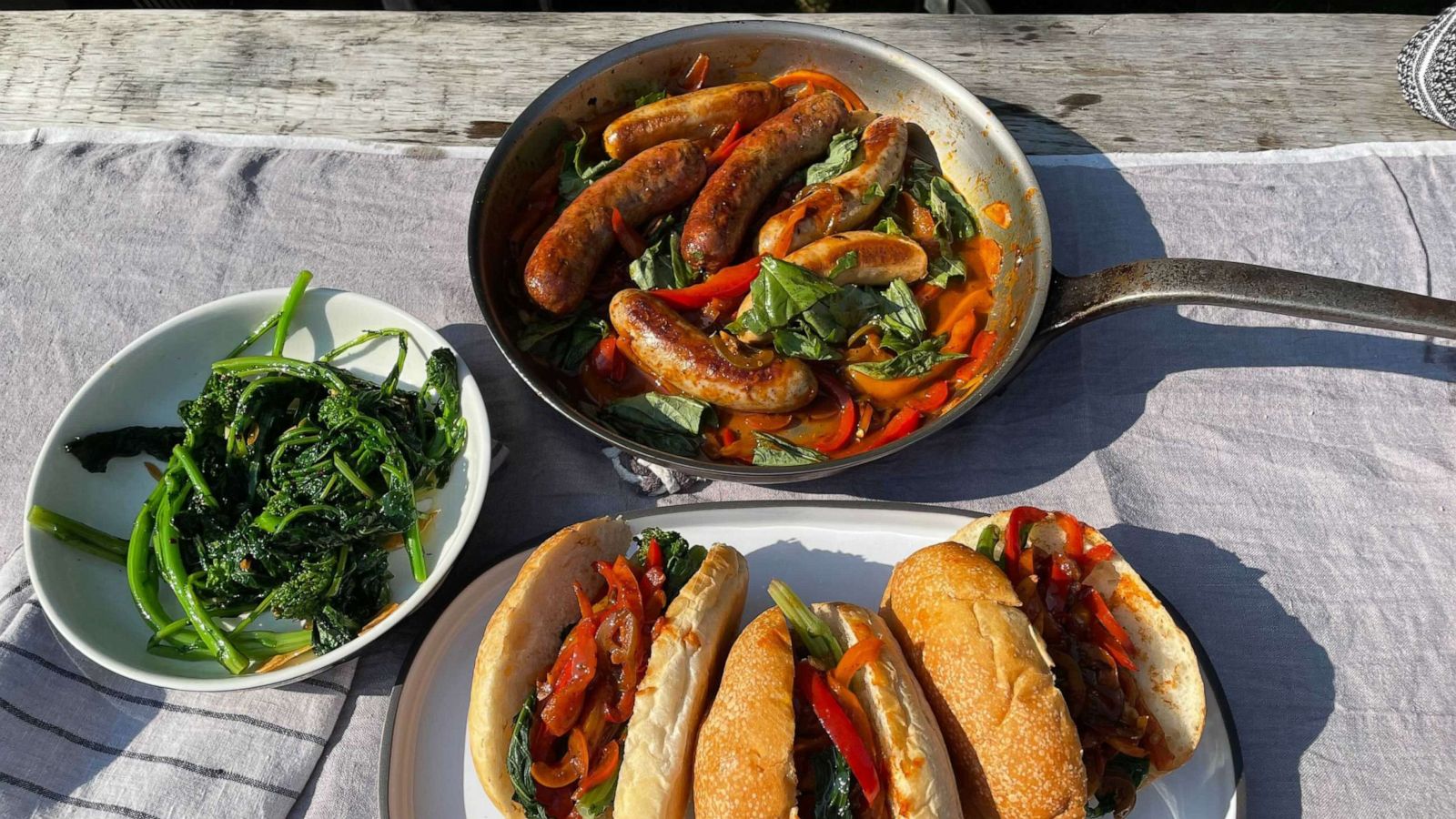 PHOTO: Sausage and peppers with broccoli rabe.