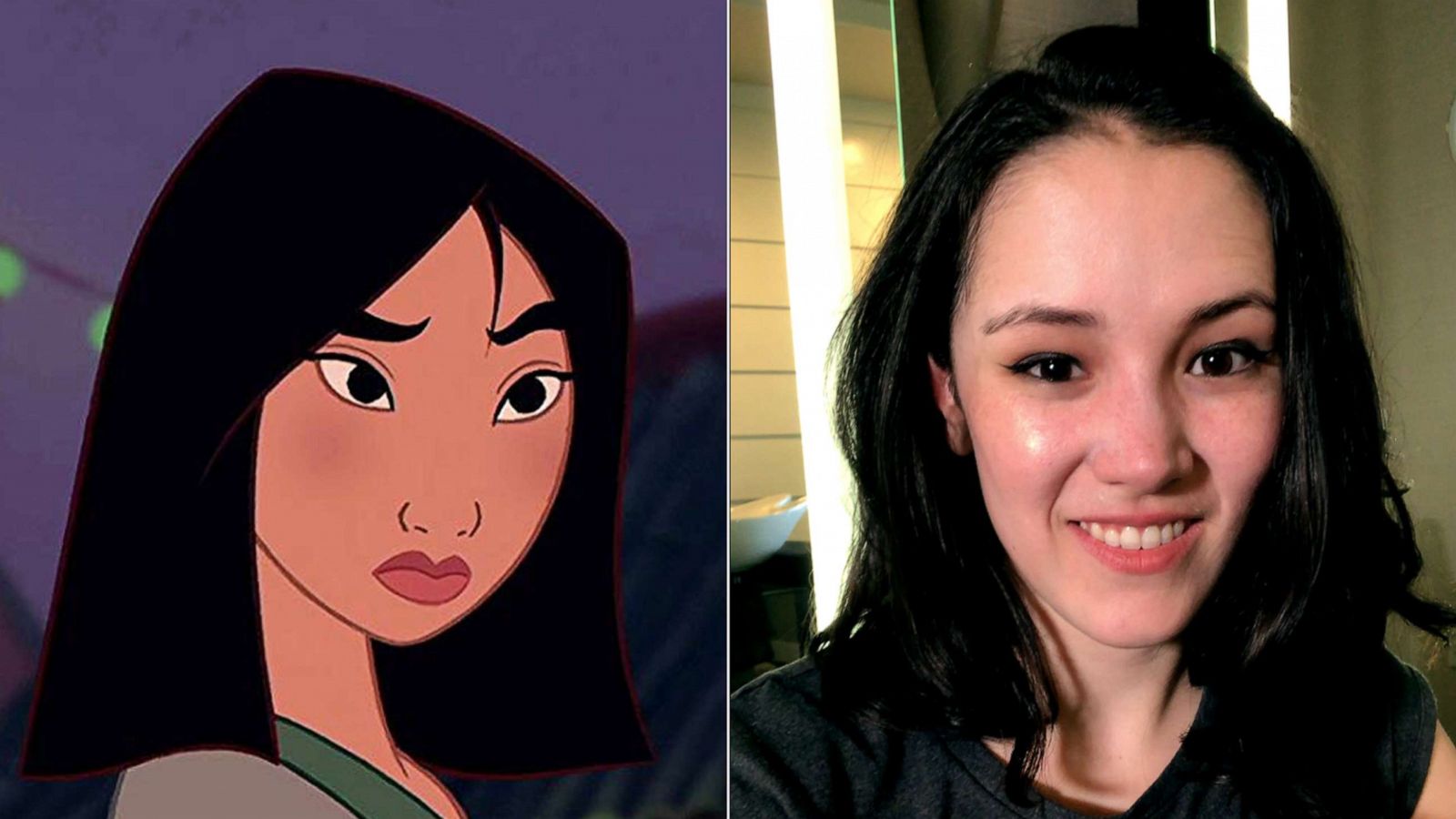 PHOTO: A scene from Disney's "Mulan"| Elisa Tang before her makeover