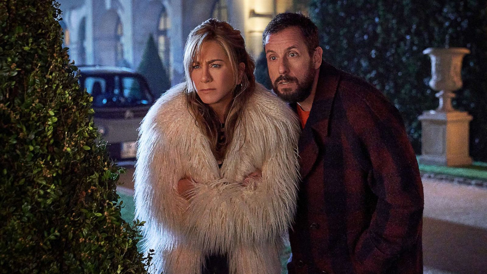 PHOTO: Jennifer Aniston as Audrey Spitz and Adam Sandler as Nick Spitz in a scene from "Murder Mystery 2."