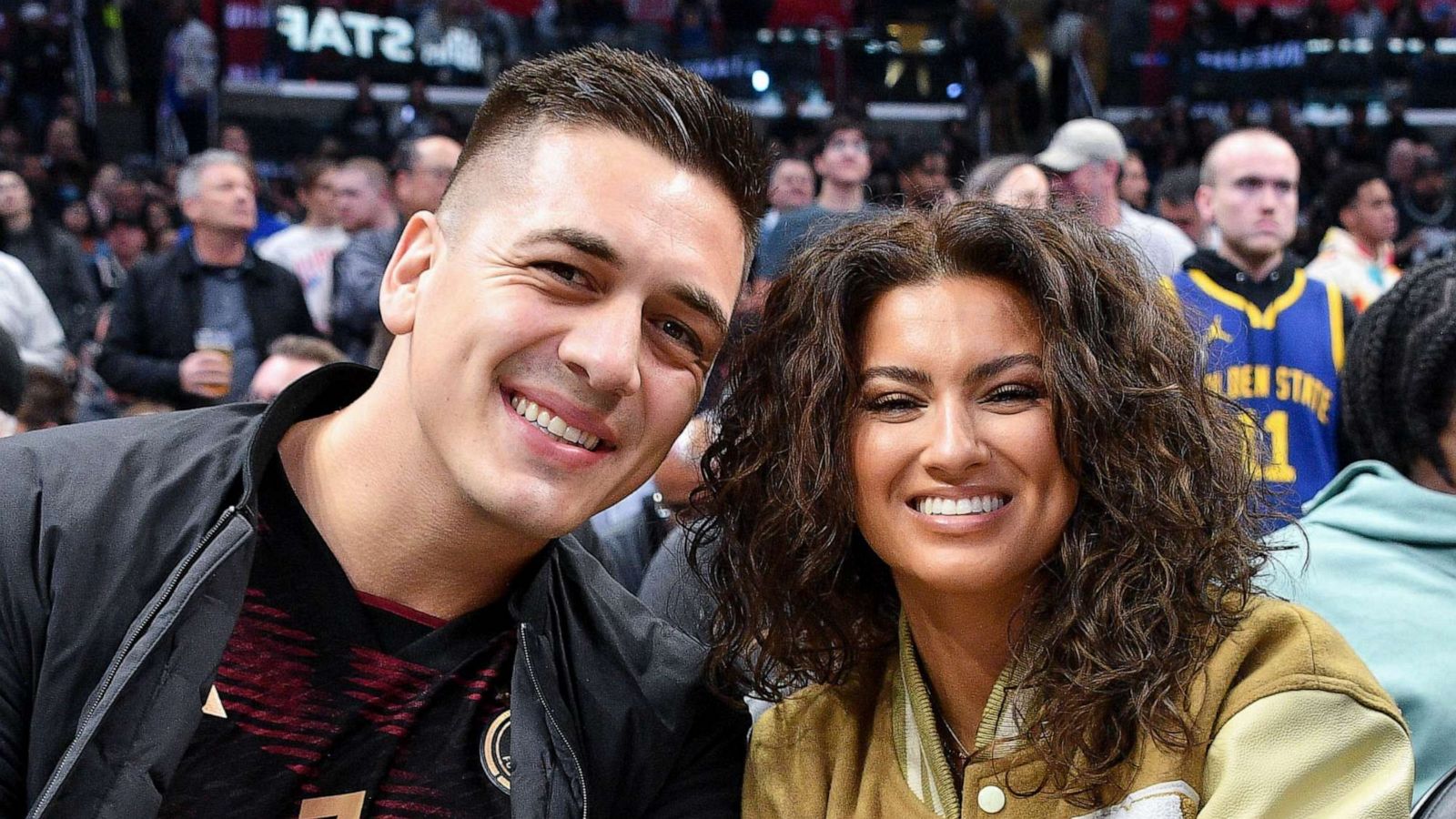 PHOTO: Andre Murillo and Tori Kelly attend a basketball game between the Los Angeles Clippers and the Golden State Warriors at Crypto.com Arena on March 15, 2023 in Los Angeles.