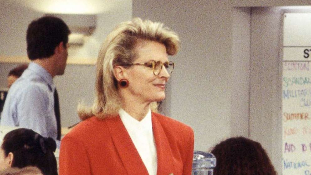 PHOTO: Joe Regaolbuto as Frank Fontana, Candice Bergen as Murphy Brown, Faith Ford as Corky Sherwood, Grant Shaud as Miles Silverberg and Charles Kimbrough as Jim Dial, in an episode of "Murphy Brown," dated March 12, 1993, In Los Angeles.