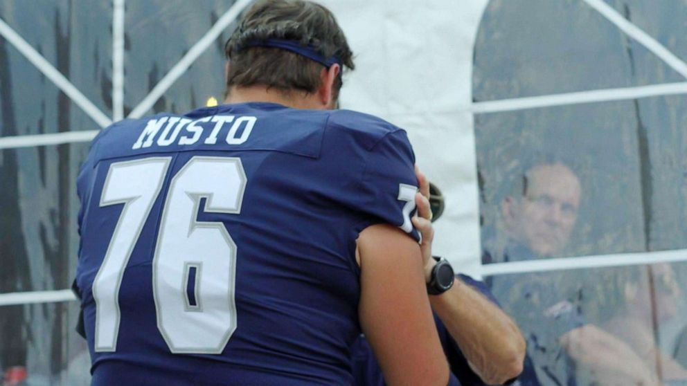 PHOTO: Samford University football player  George Andrew Grimwade changed his last name to honor his step-father George Grimwade Musto.