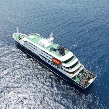 PHOTO: This aerial picture shows a general view of the cruise ship MV Hondius stationary off the port of Praia, the capital of Cape Verde, on May 4, 2026.