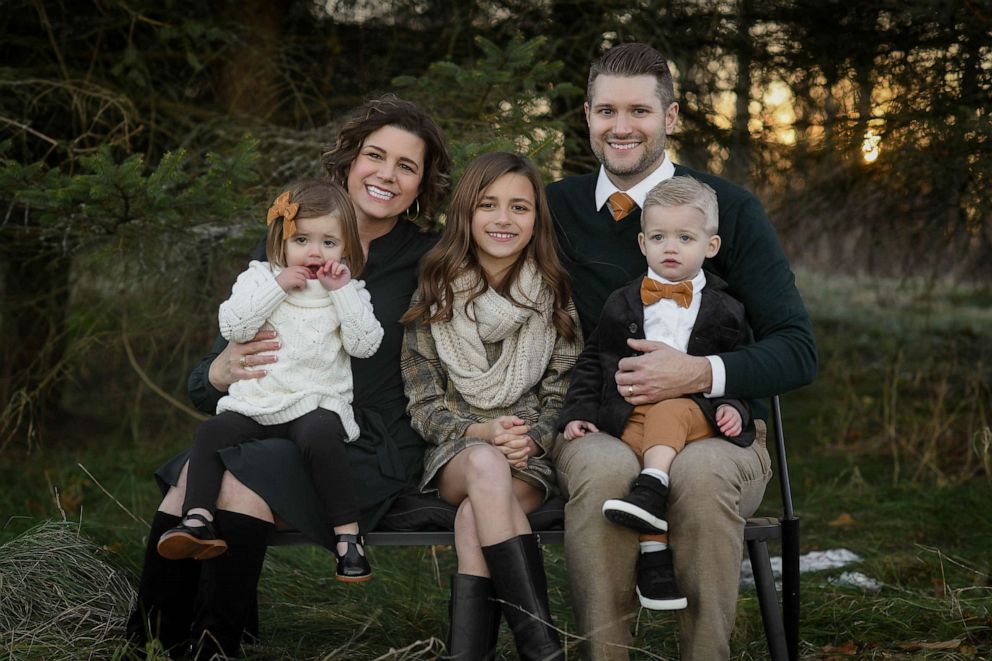 PHOTO: Tammy and Jordan Myers are parents to one-year-old twins Eames and Ellison and a 10-year-old daughter named Corryn.