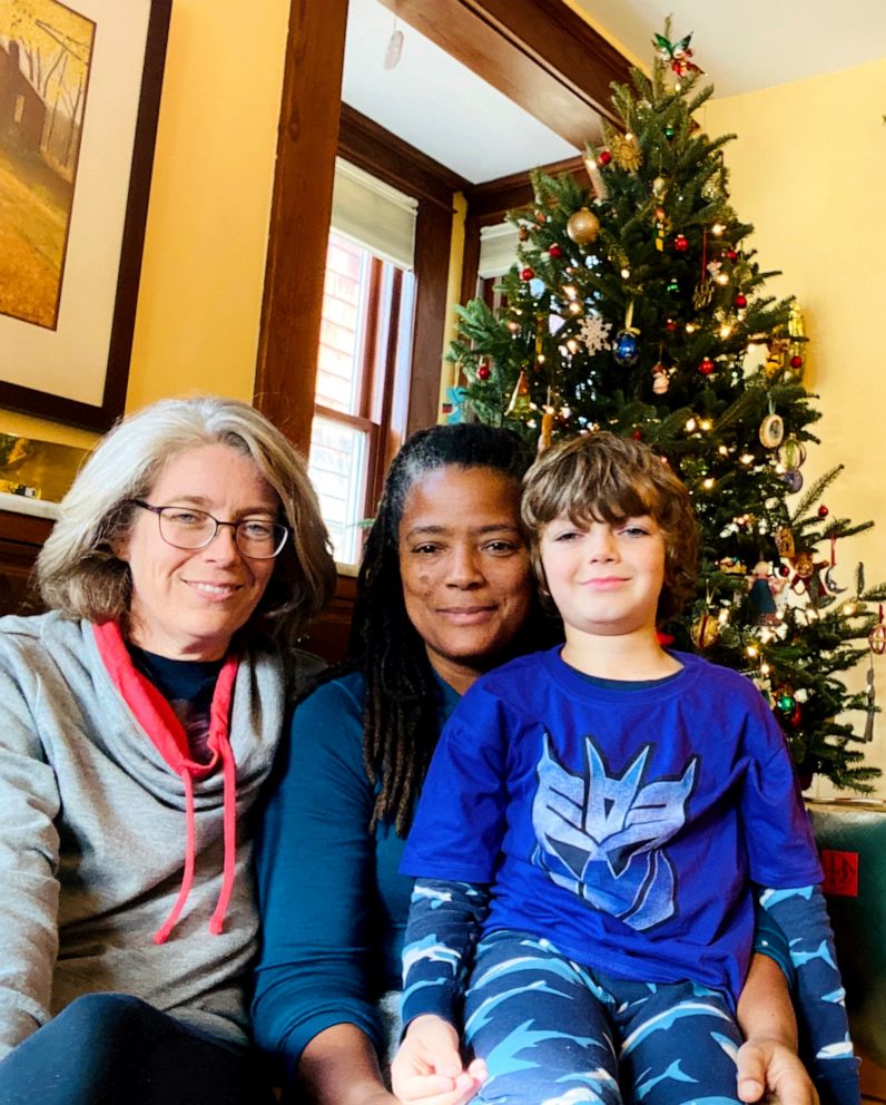 PHOTO: Nadine and Andrea Smith with their 11-year-old son.
