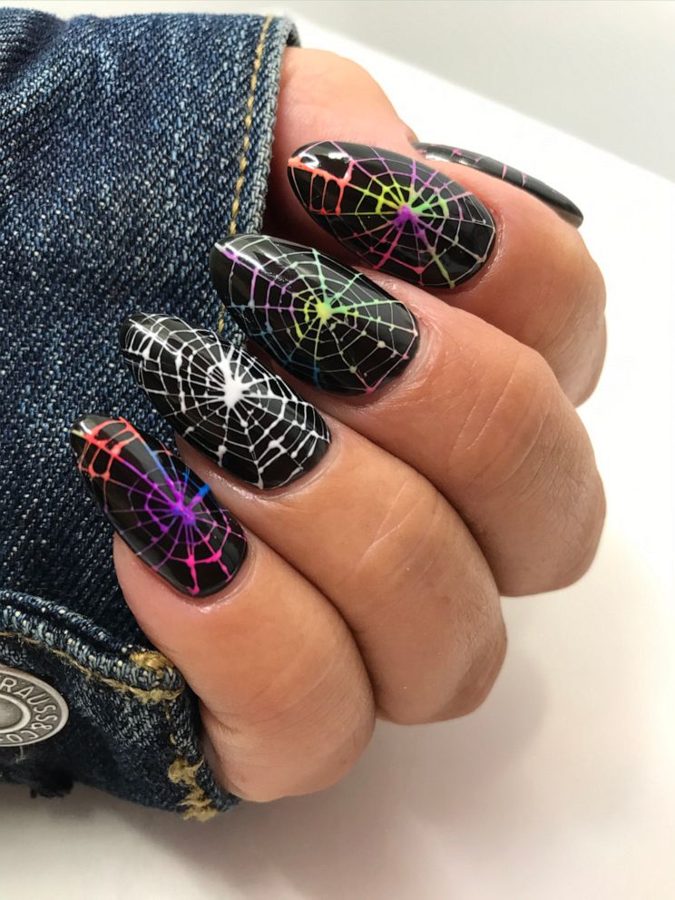 PHOTO: Nail technician Denise Heavner breaks down how to get spider web nail art.
