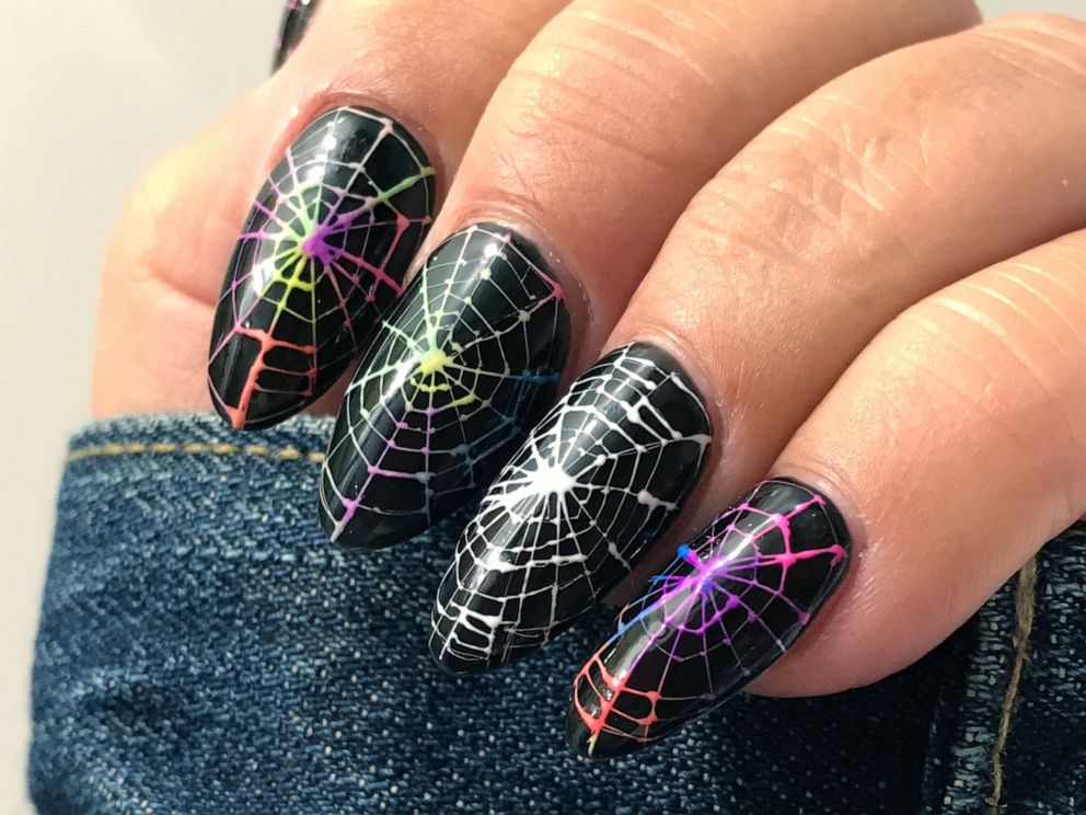 PHOTO: Nail technician Denise Heavner breaks down how to get spider web nail art.

