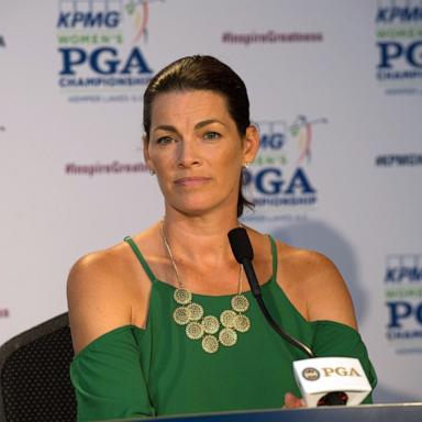 PHOTO: In this June 27, 2016, file photo, Nancy Kerrigan speaks at a press conference during the 2018 KPMG Women's PGA Championship at Kemper Lakes Golf Club in Kildeer, Illinois. 