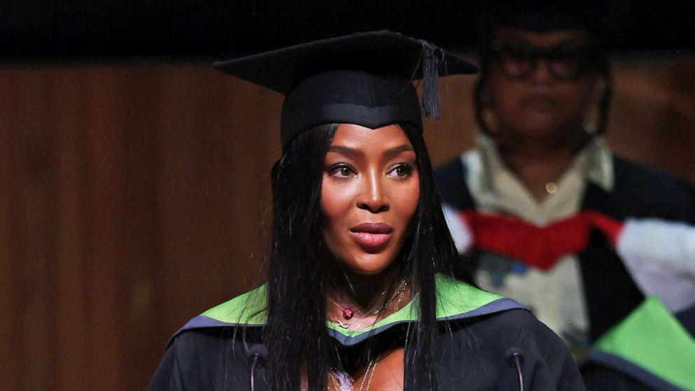 PHOTO: Naomi Campbell officially became Dr. Naomi Campbell as she was formally awarded an honorary PhD from The University for the Creative Arts in recognition of her contribution to the global fashion industry, July 7, 2022, in London.