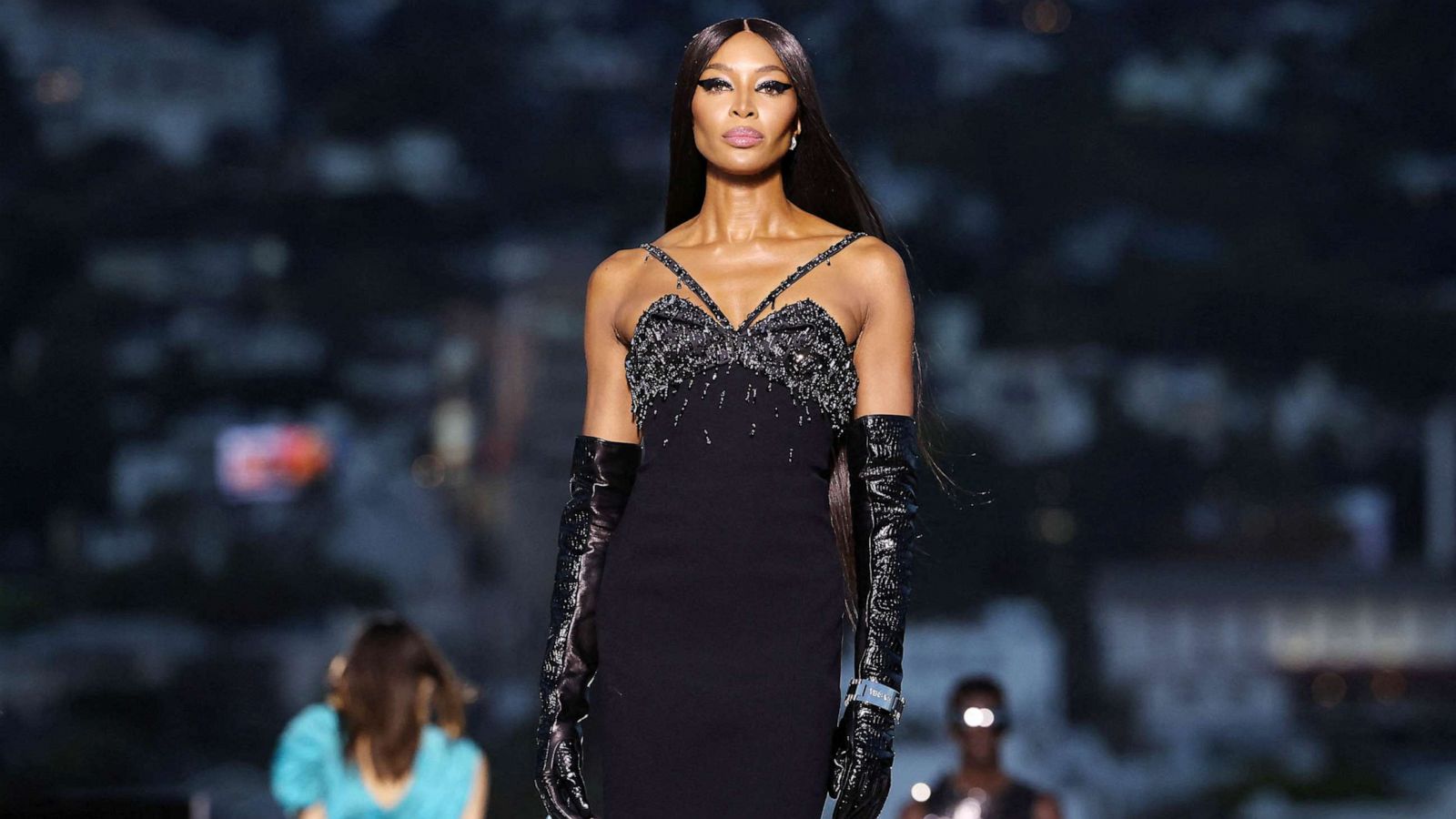 PHOTO: FILE - Naomi Campbell walks the runway during the Versace Fall-Winter 2023 collection fashion show in Los Angeles, March 9, 2023.