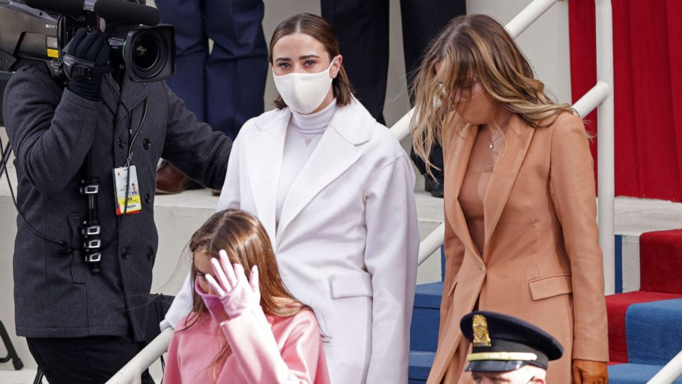 PHOTO: Naomi Biden and Natalie Biden, granddaughters of President Joe Biden, arrive to his inauguration on the West Front of the U.S. Capitol on Jan. 20, 2021, in Washington, D.C.