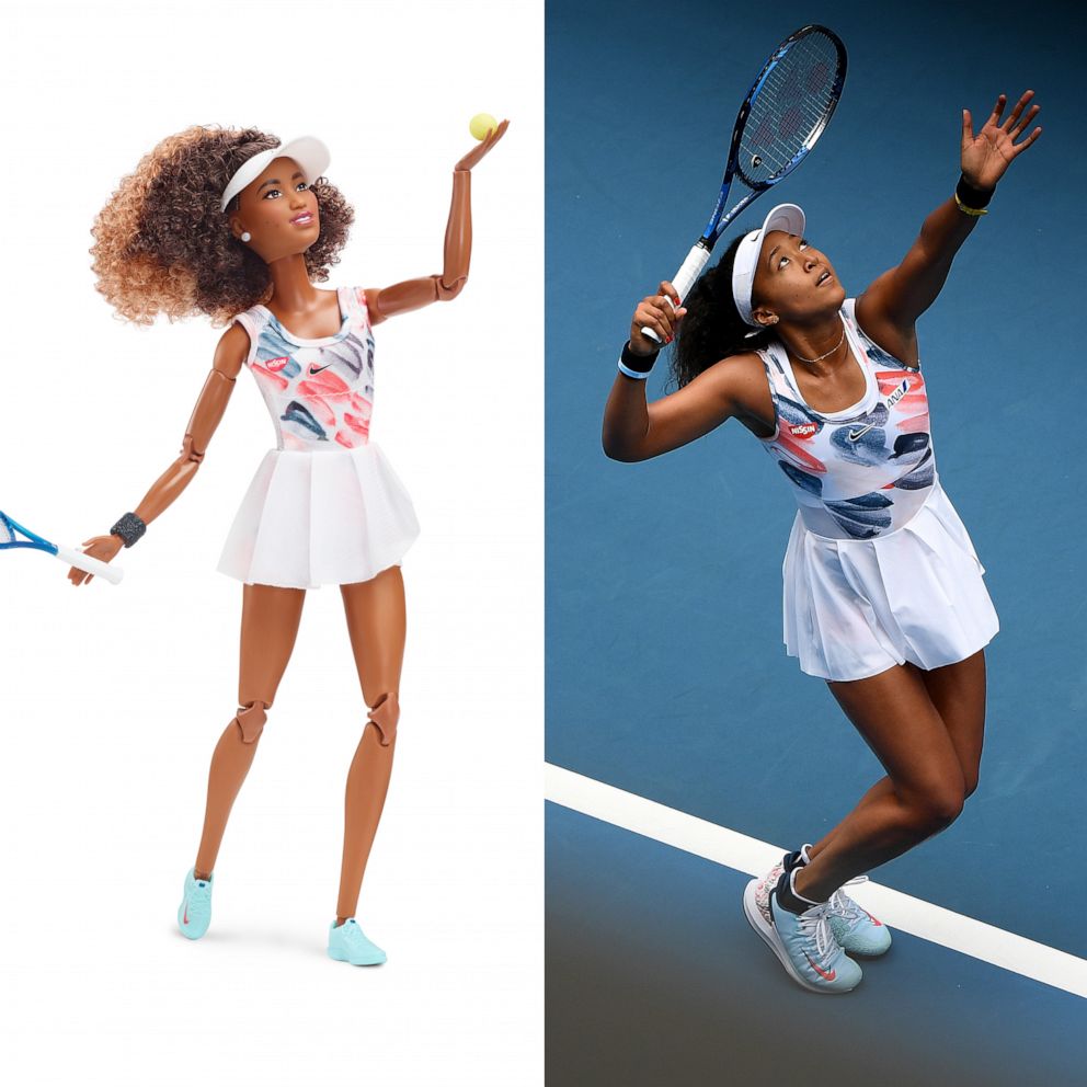 PHOTO: Naomi Osaka of Japan is depicted in a doll from Mattel in the outfit that she wore during her Women's Singles second round match against Saisai Zheng of China on day three of the 2020 Australian Open, Jan. 22, 2020, in Melbourne, Australia.