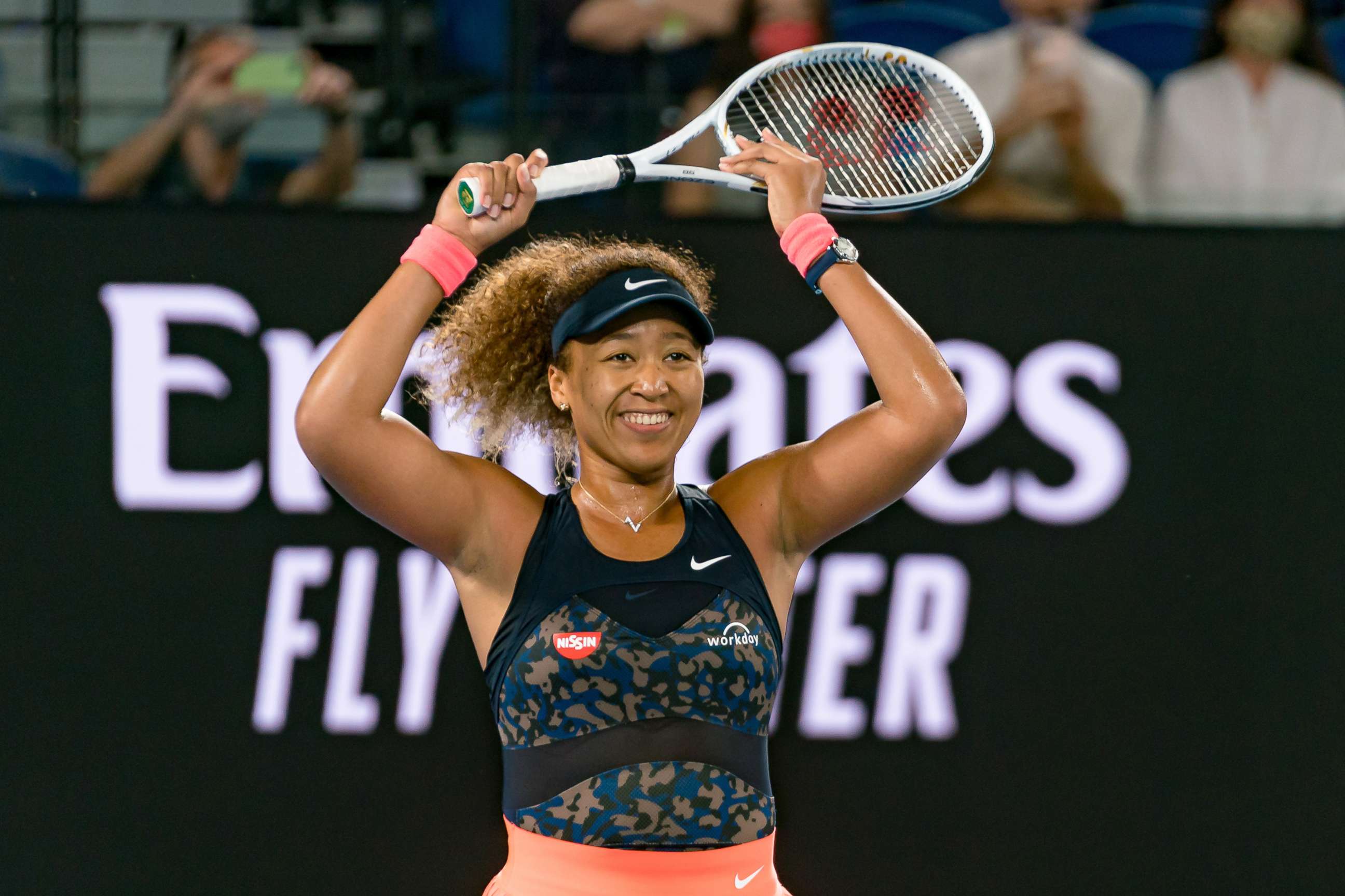 PHOTO: Naomi Osaka of Japan celebrates winning championship point in her Women's Singles Final at the Australian Open in Melbourne, Feb. 20, 2021.