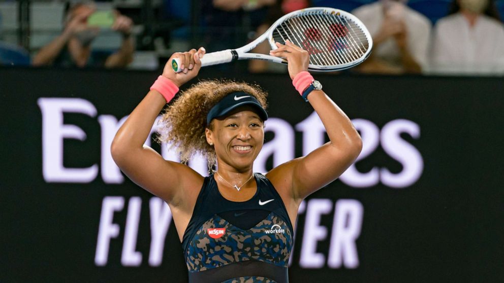 PHOTO: Naomi Osaka of Japan celebrates winning championship point in her Women's Singles Final at the Australian Open in Melbourne, Feb. 20, 2021.