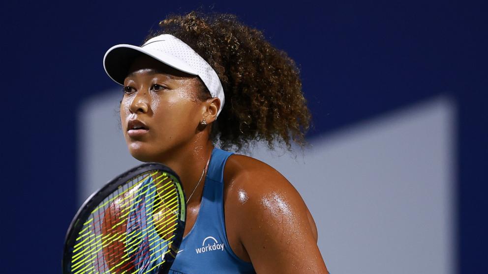 PHOTO: Naomi Osaka of Japan plays against Elise Mertens of Belgium during Day 3 of the National Bank Open, part of the Hologic WTA Tour at Sobeys Stadium on Aug. 8, 2024 in Toronto, Canada. 