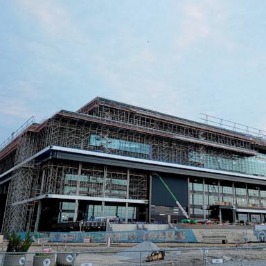 PHOTO: Construction continues on a new enclosed stadium for the Tennessee Titans NFL football team, May 18, 2026, in Nashville, Tenn. 