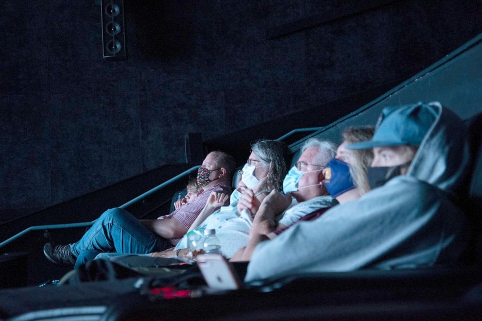 PHOTO: Moviegoers watch a film at the AMC theater in Highlands Ranch, Colo., Aug. 20, 2020.