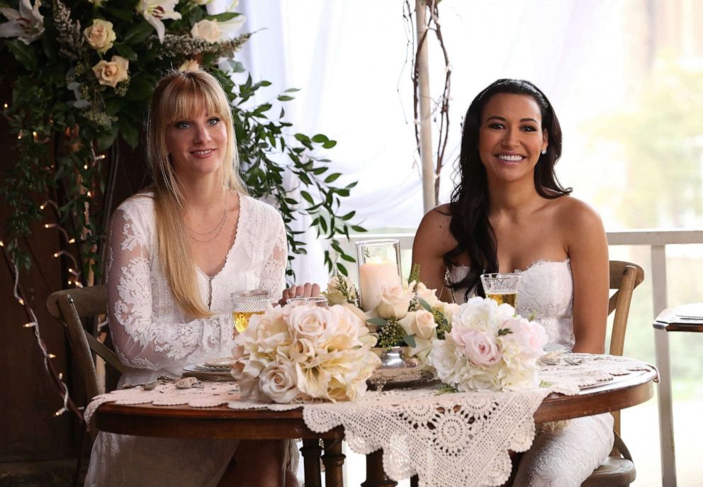 PHOTO: GLEE: Heather Morris and Naya Rivera portray Brittany and Santana during an episode of the television show "Glee" when their characters get married.