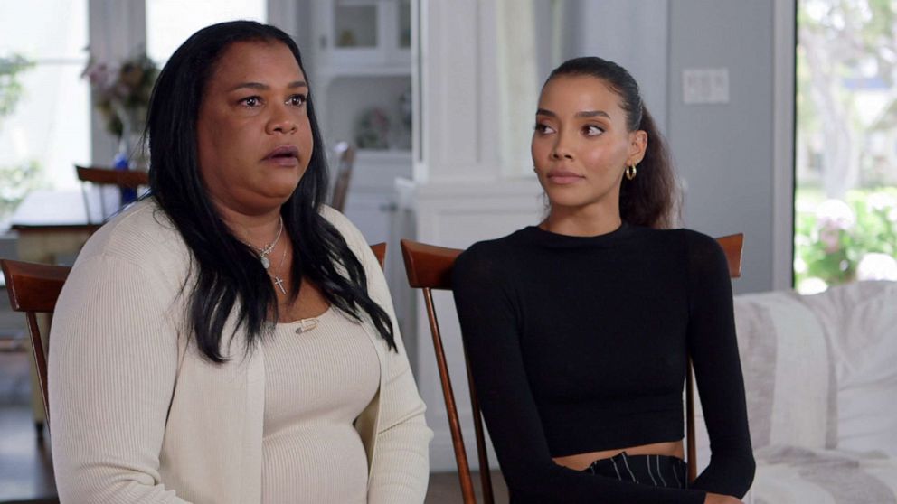 PHOTO: Naya Rivera's mother, Yolanda Previtire, and sister, Nickayla Rivera, talk to ABC News' Juju Chang about their experiences in the year since Naya Rivera's tragic death, in an interview that aired July 8, 2021, on "Good Morning America."
