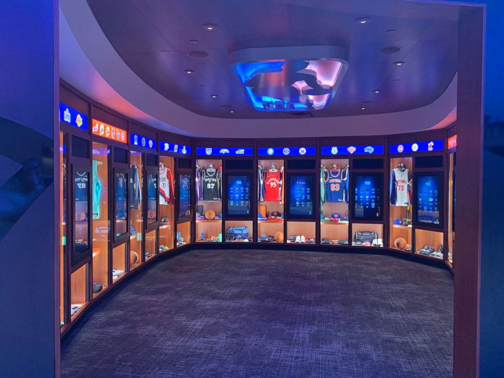 PHOTO: The locker room at the NBA Experience holds real jerseys from all of the NBA and WNBA teams.