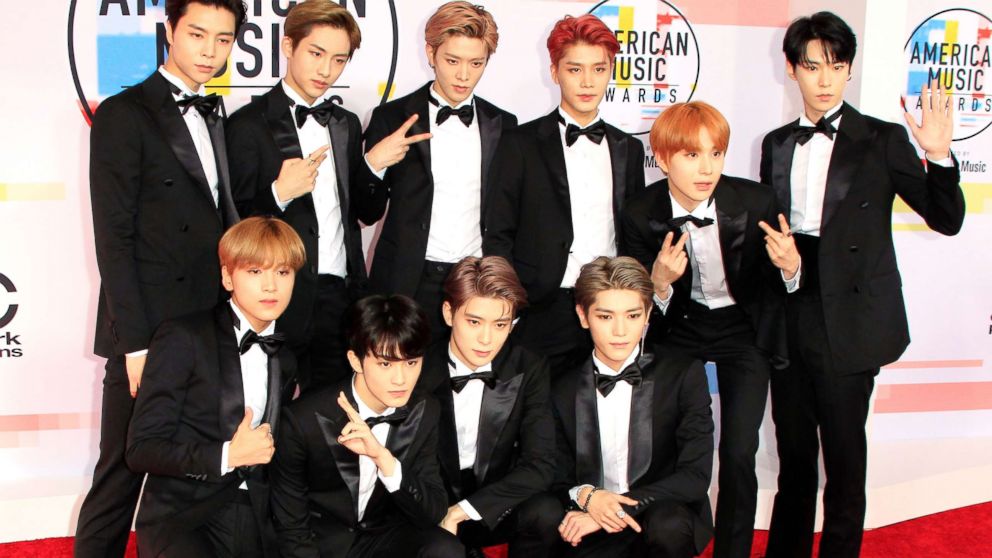 PHOTO: South Korean boy band NCT 127 arrive for the 2018 American Music Awards in Los Angeles, Oct. 09, 2018.