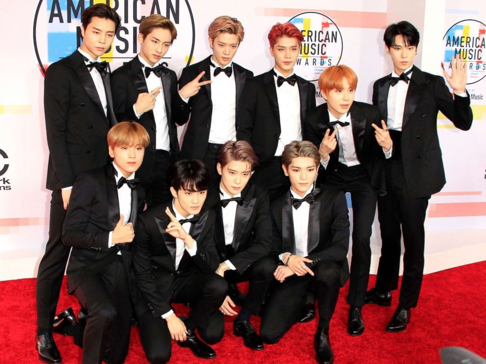 PHOTO: South Korean boy band NCT 127 arrive for the 2018 American Music Awards in Los Angeles, Oct. 09, 2018.