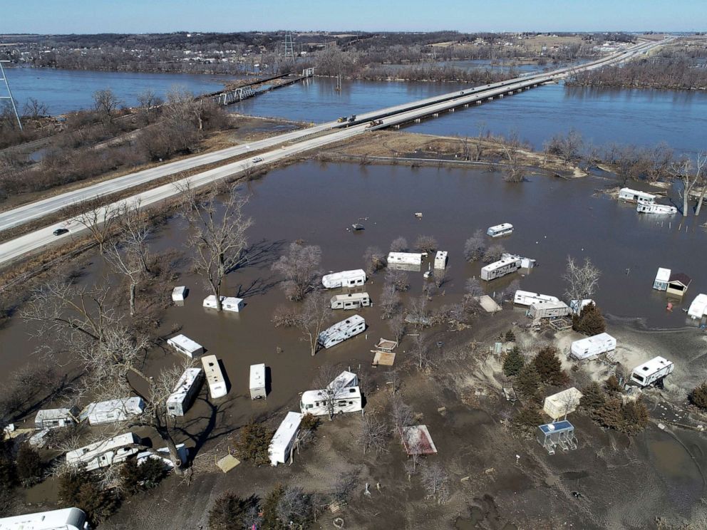 PHOTO: Floodwaters near the Platte River in in Plattsmouth, Neb., south of Omaha, March 20, 2019.
