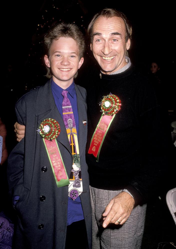 PHOTO: Neil Patrick Harris and James Sikking during Hollywood Christmas Parade, Nov. 27, 1989 at Hollywood Boulevards in Hollywood, Calif.