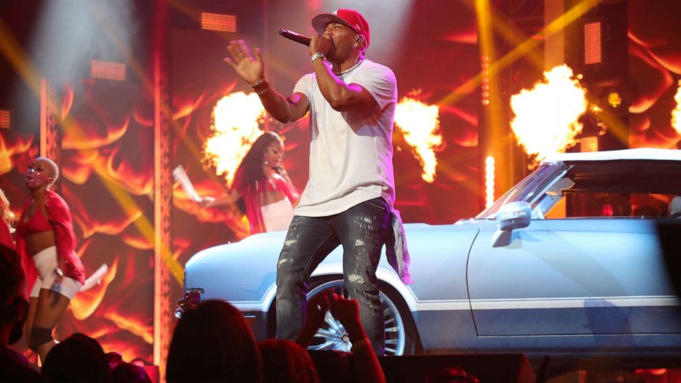 PHOTO: Nelly performs onstage during the 2021 BET Hip Hop Awards at Cobb Energy Performing Arts Center, Oct. 1, 2021, in Atlanta.