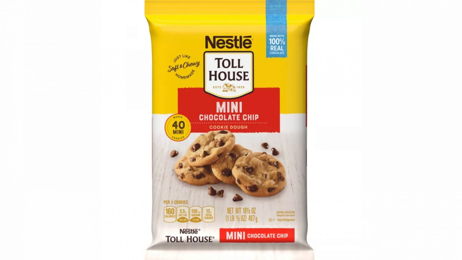 PHOTO: Nestlé USA announces voluntary recall of limited quantity of Nestlé® Toll House® Chocolate Chip Cookie Dough Bar (16.5 oz) due to potential presence of foreign material.