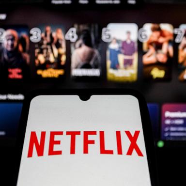 PHOTO: The Netflix Logo is displayed on a smartphone screen with the Netflix website in the background.