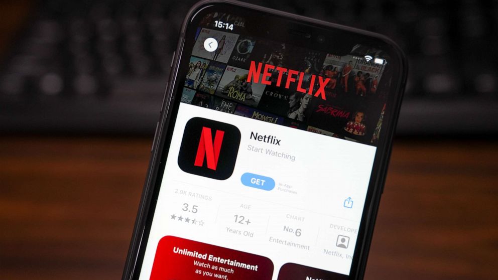PHOTO: In this photo illustration, the Netflix app is displayed in the App Store on an iPhone on May 18, 2023.