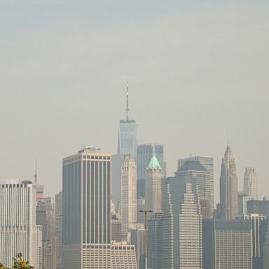 PHOTO: The Lower Manhattan skyline is pictured as wildfire smoke from Canada causes hazy conditions, in New York, on July 15, 2026.