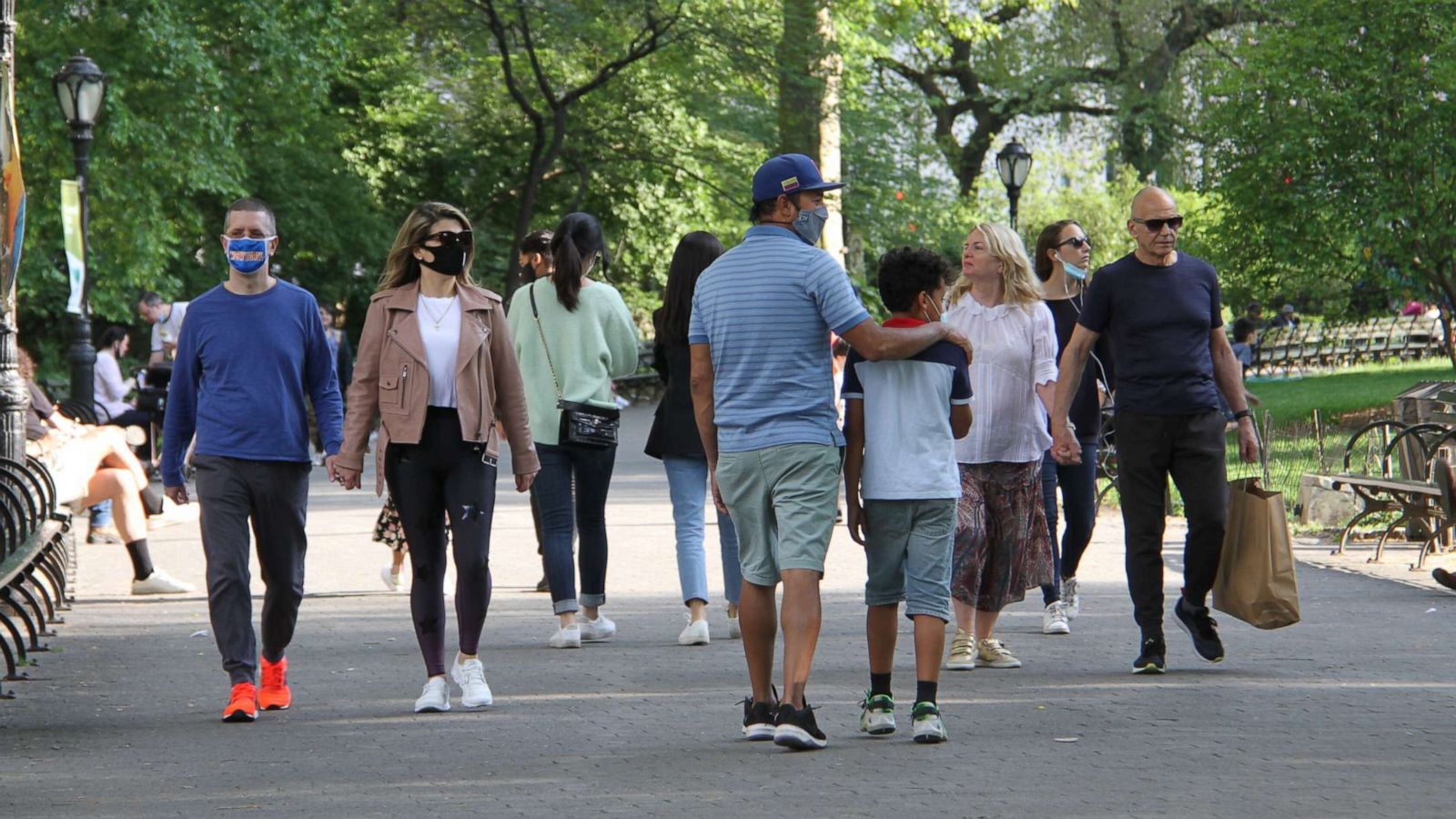 PHOTO: People walk through Central Park in New York City, May 15, 2021.