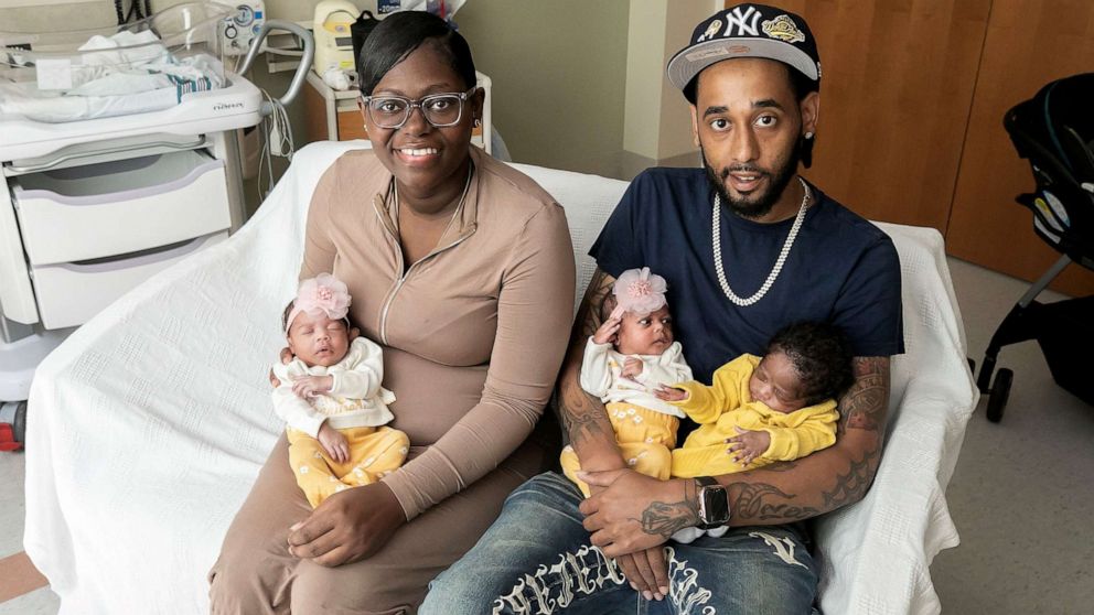 PHOTO: Monique Davaul, of Newport News, Virginia, gave birth to triplets on April 12, 2023.