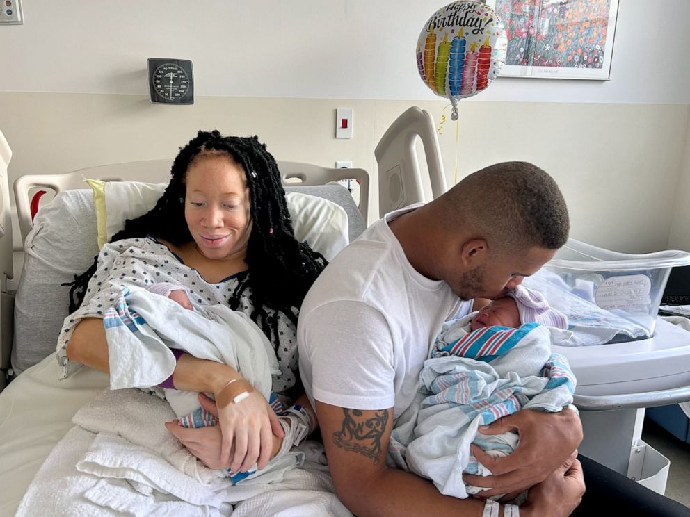 PHOTO: Scierra Blair and Jose Erivin Jr., of Ohio, welcomed twin newborns on their same shared birthday, Aug. 18.