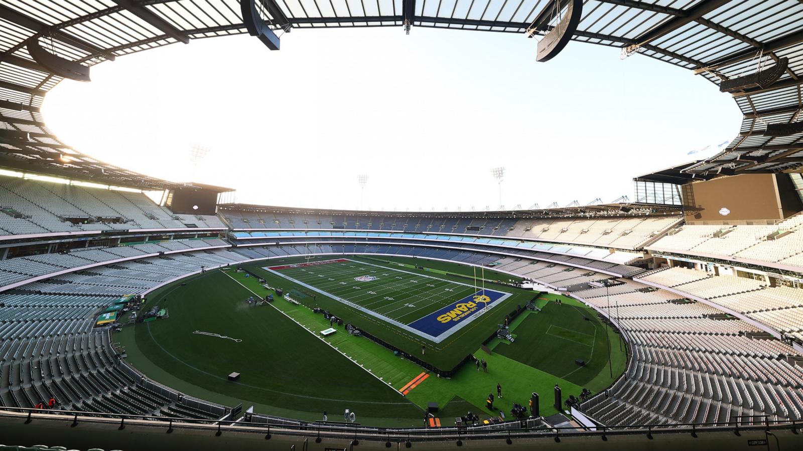 PHOTO: The MCG is set up for it's first NFL match ahead of the NFL in Melbourne, at Melbourne Cricket Ground, September 10, 2026 in Melbourne, Australia.