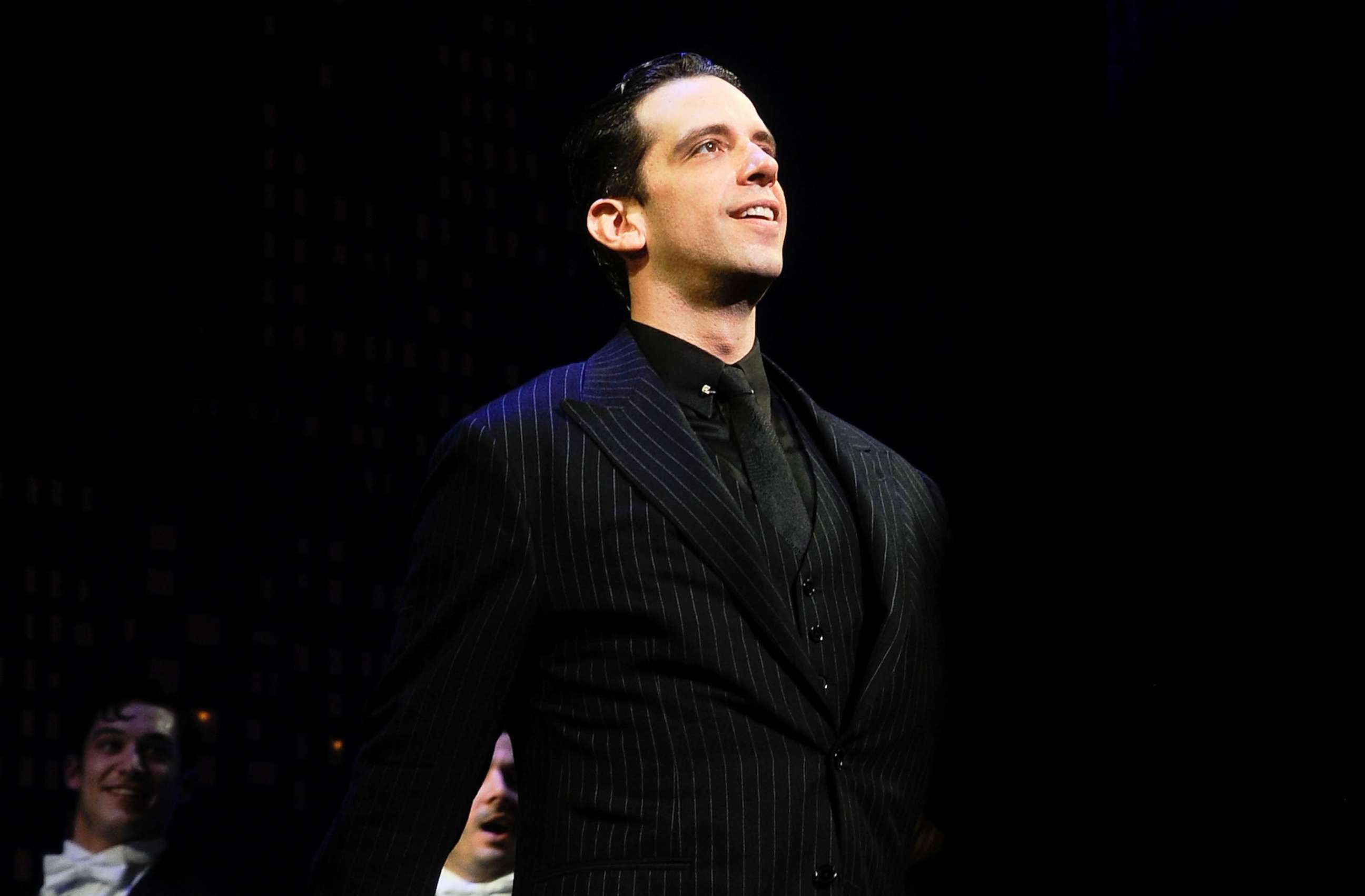 PHOTO: In this April 10, 2014, file photo, Nick Cordero performs during the "Bullets Over Broadway" opening night curtain call at St. James Theatre in New York.