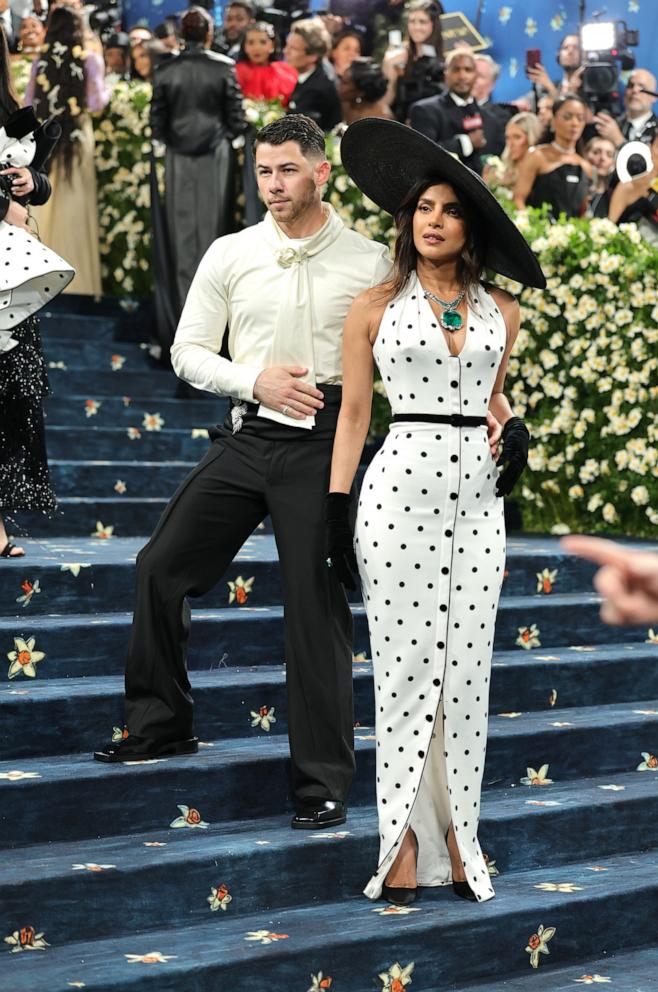 PHOTO: Nick Jonas and Priyanka Chopra attend the 2025 Met Gala Celebrating "Superfine: Tailoring Black Style" at Metropolitan Museum of Art on May 05, 2025 in New York City.