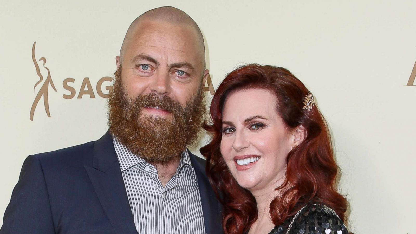 PHOTO: Nick Offerman and Megan Mullally at the Hollywood Reporter and SAG-AFTRA Emmy Nominees Night, in Los Angeles, Sept. 14, 2018.