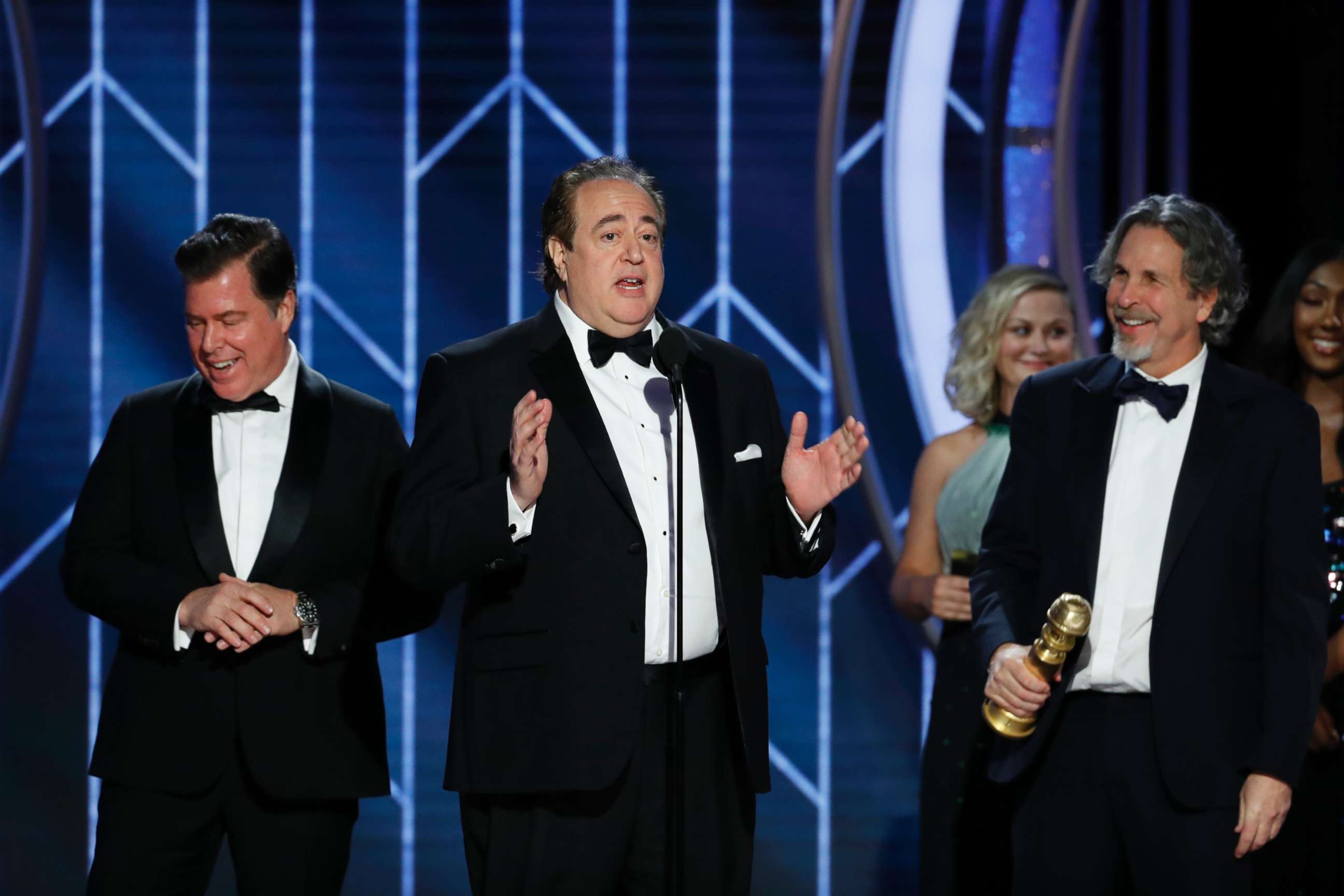 PHOTO: Nick Vallelonga accepts the award for best screenplay for "Green Book" during the 76th Annual Golden Globe Awards at the Beverly Hilton Hotel on Jan. 6, 2019, in Beverly Hills, Calif.