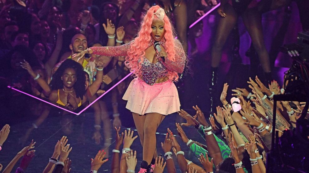 PHOTO: Nicki Minaj performs on stage at the 2022 MTV VMAs at Prudential Center on Aug. 28, 2022 in Newark, N.J.