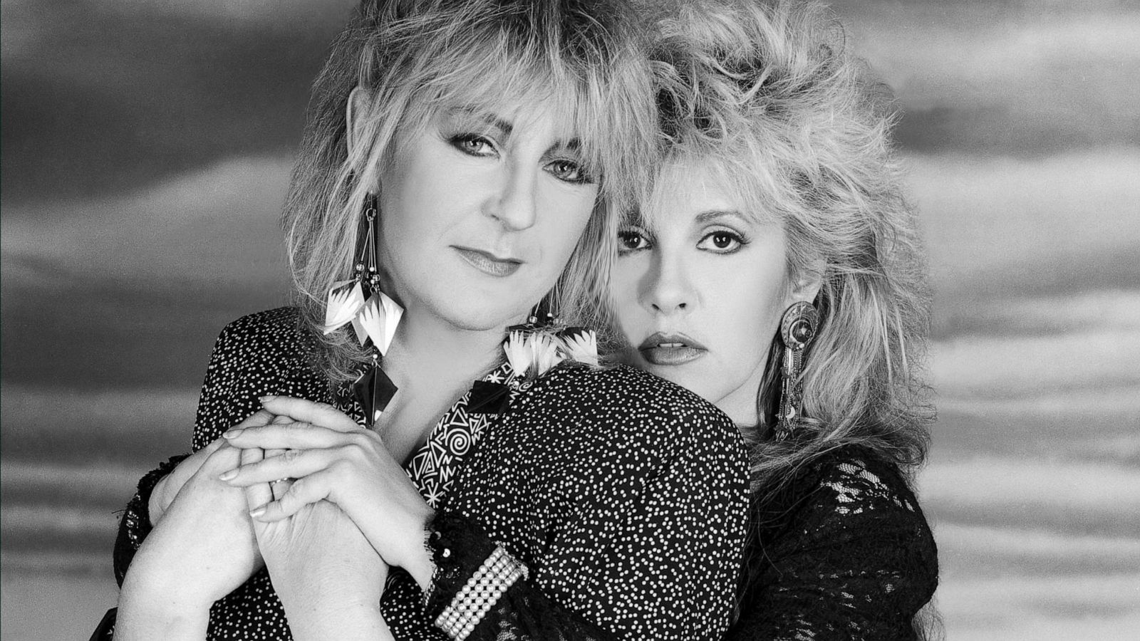 PHOTO: Singers Christine McVie and Stevie Nicks of Fleetwood Mac pose for a portrait circa 1987 in Los Angeles.