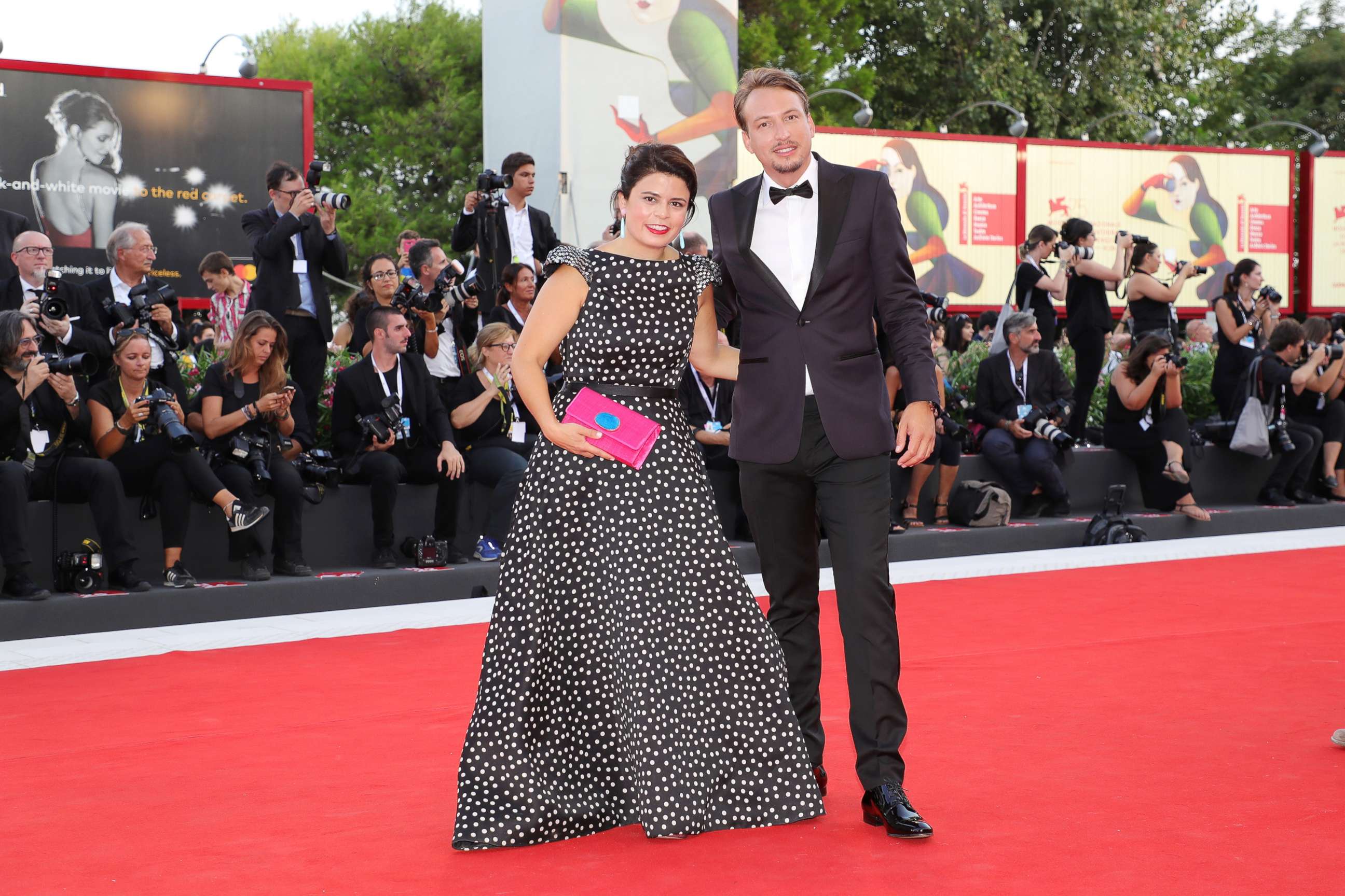 PHOTO: Gabriela Rodriguez and Nicolas Celis walk the red carpet ahead of the "Roma" screening during the 75th Venice Film Festival at Sala Grande, Aug. 30, 2018, in Venice.