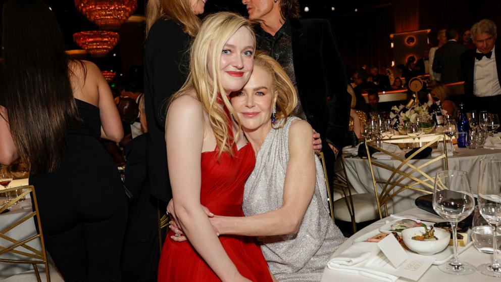 PHOTO: Dakota Fanning and Nicole Kidman attend the 82nd Annual Golden Globe Awards, Jan. 5, 2025, in Beverly Hills, Calif.