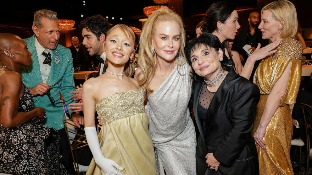 PHOTO: Ariana Grande, Nicole Kidman, and Joan Grande attend the 82nd Annual Golden Globe Awards, Jan. 5, 2025, in Beverly Hills, Calif.