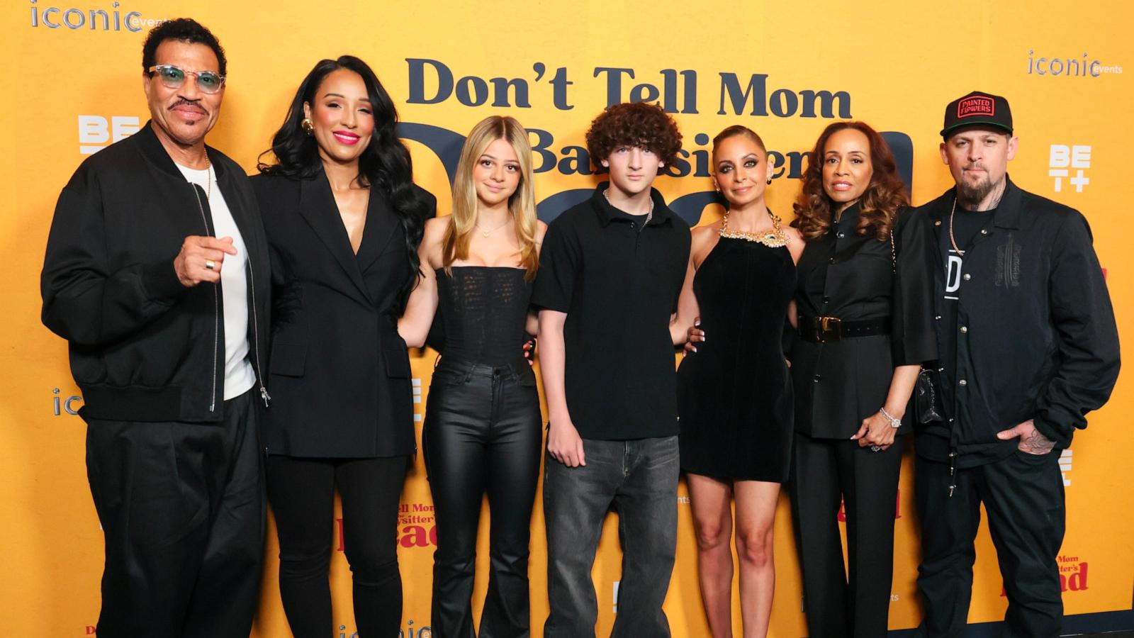 PHOTO: Lionel Richie, Lisa Parigi, Harlow Madden, Sparrow Madden, Nicole Richie, Brenda Harvey-Richie, and Joel Madden attend the Los Angeles premiere of "Don't Tell Mom the Babysitter's Dead" Apr. 02, 2024, in Los Angeles.