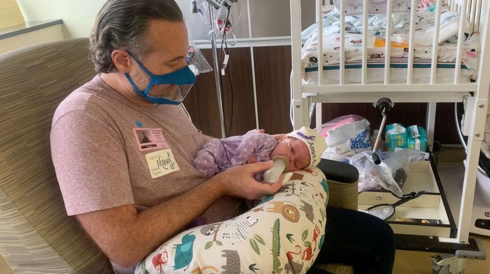 PHOTO: Henri Folse spends time with his newborn, Amara Mason-Folse, at Ochsner Baptist's neonatal intensive care unit in New Orleans