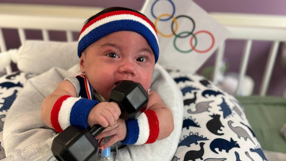 PHOTO: The babies at the neonatal intensive care units at Advocate Children’s Hospitals in Oak Lawn, Ill. and Park Ridge, Ill., are ready to cheer on athletes during the 2024 Paris Olympics.